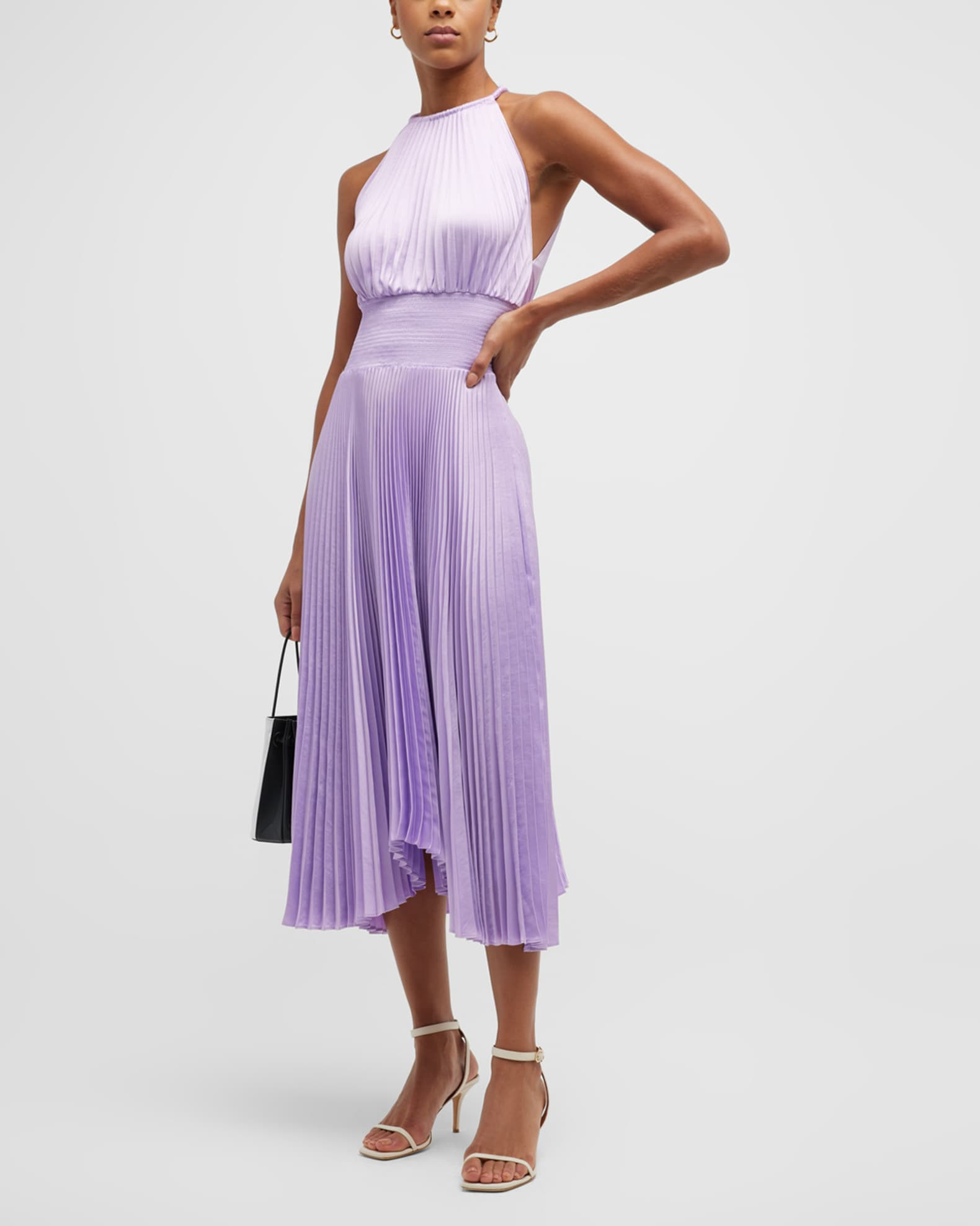A.L.C. Renzo II Sleeveless Pleated Midi Dress | Neiman Marcus