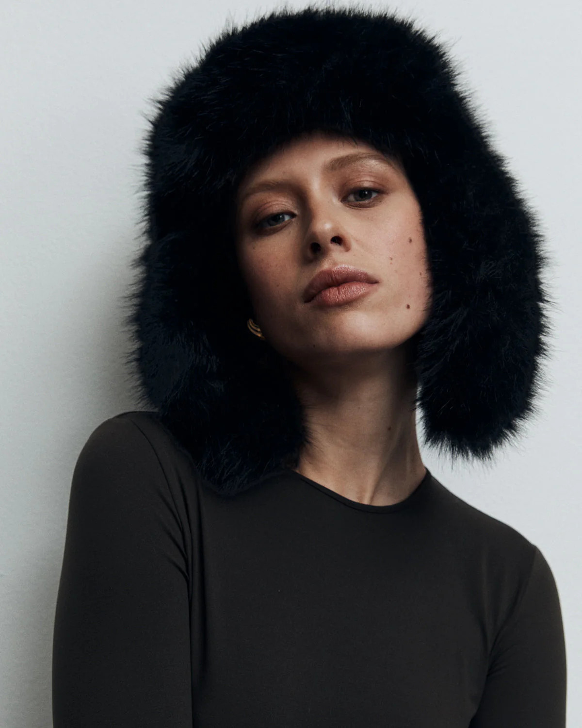 Black Faux Fur Trapper Hat | DE SAVARY LONDON