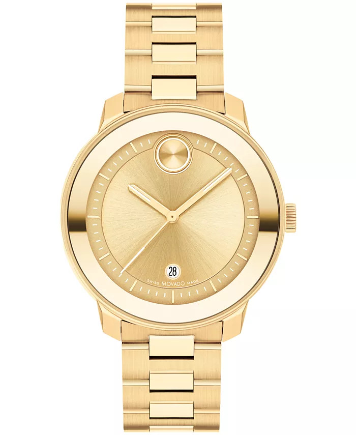 Movado Women's Bold Verso Swiss Quartz Ionic Plated Gold-Tone Steel Watch 38mm - Macy's | Macys (US)