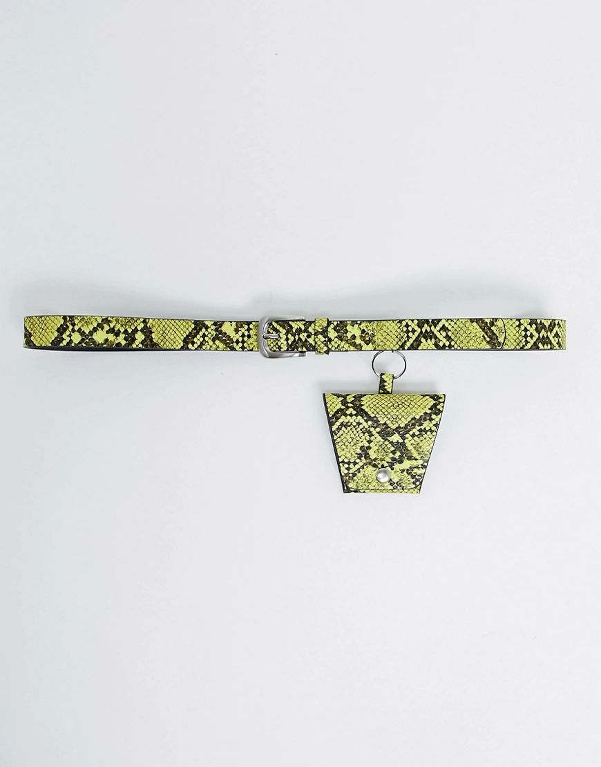 French Connection neon yellow snakeprint belt with bag attachment | ASOS (Global)