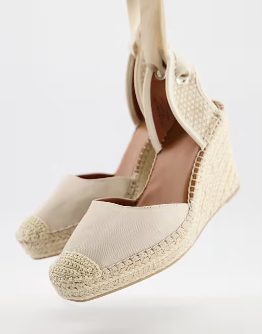 ASOS DESIGN Wide Fit Tori tie leg wedge espadrilles in natural | ASOS | ASOS (Global)