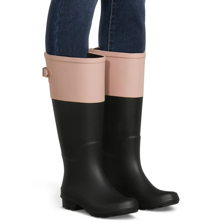 Time and Tru Women's Colorblocked Rain Boots with Buckle, Sizes 6-10 | Walmart (US)