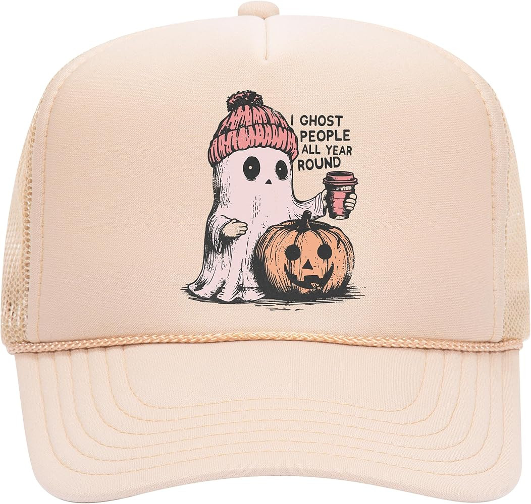 I Ghost People All Year Round Trucker Hat | Halloween Fall Meme Humor Funny | Premium Mesh Foam S... | Amazon (US)