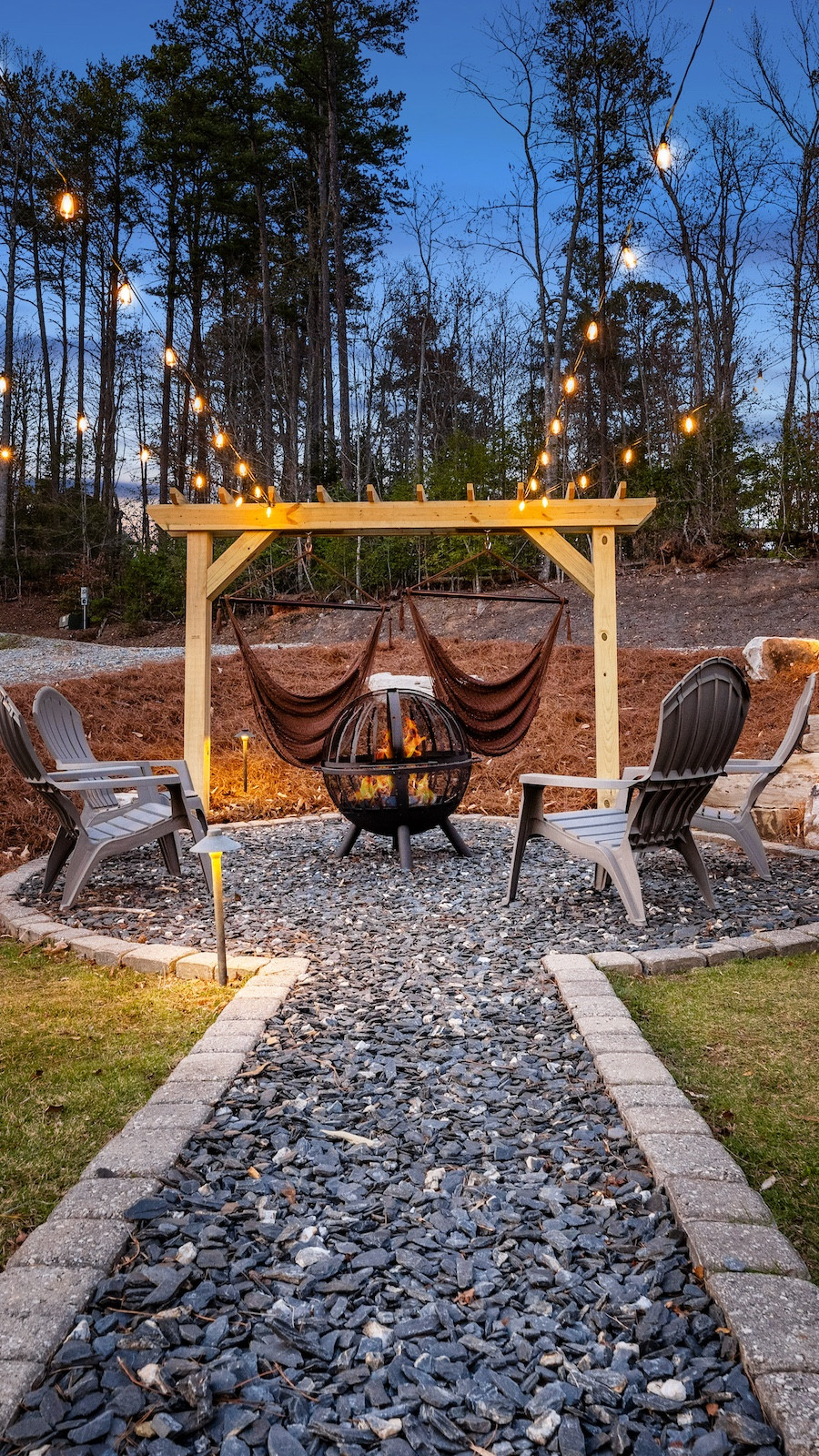 Fireside pergola swing build in only one day! 🛠️🔥

We built this at our Airbnb in Dahlonega, GA - link in bio to book! 

Here’s the cost breakdown:
Lumber: $100
Concrete: $75
Hardware: $20
Swings: $150 for both

What do you think?

 #BetterHalfBuilds #BetterHalfGetaways #airbnb #VRBO #DIY #Pergola #FirePit #NorthGeorgia #DoItYourself #TheHaven