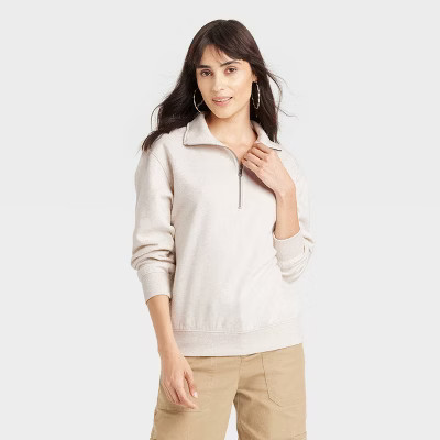 Women's Leisure Studio Quarter Zip Pullover Sweatshirt - Universal Thread™ | Target