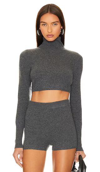 Brie Cropped Sweater in Charcoal Melange | Revolve Clothing (Global)