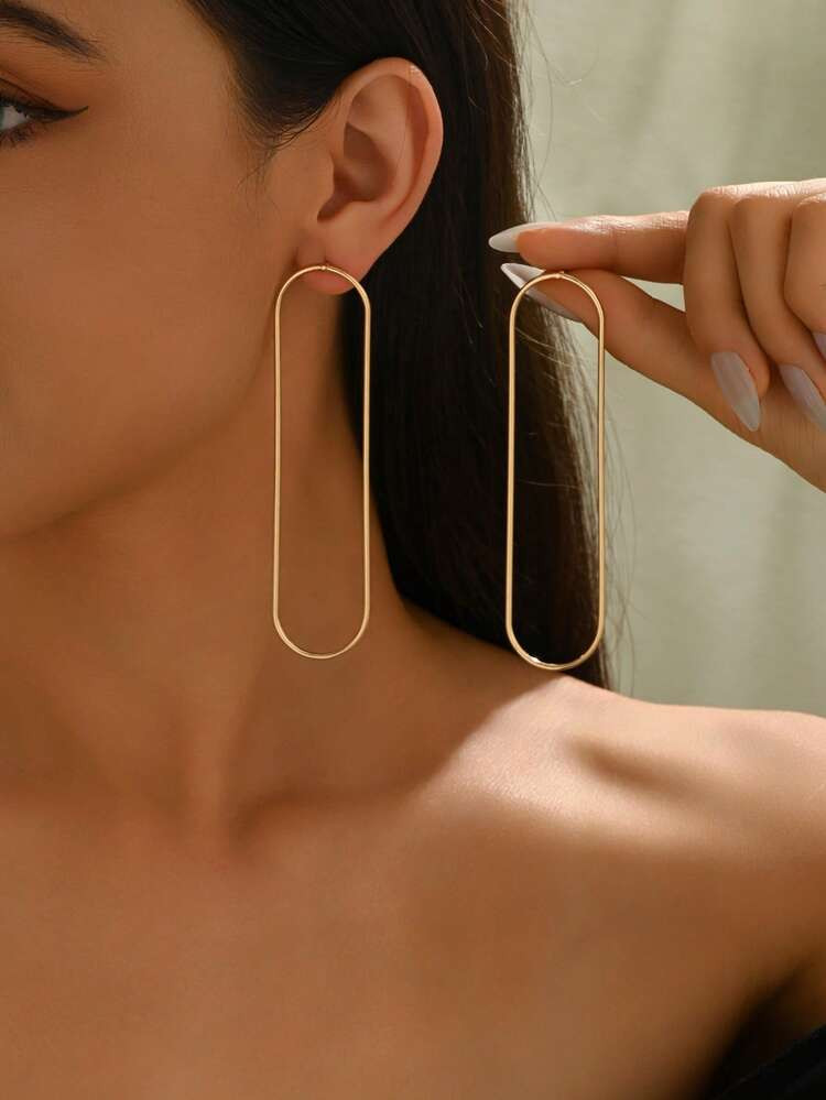 1 Pair Minimalist Casual Geometric Iron Wire Stylish And Creative Earrings | SHEIN