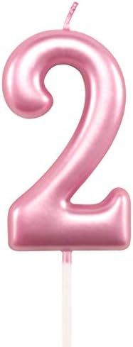 2nd Birthday Candle Two Years Pink Happy Birthday Number 2 Candles for Cake Topper Decoration for... | Amazon (US)