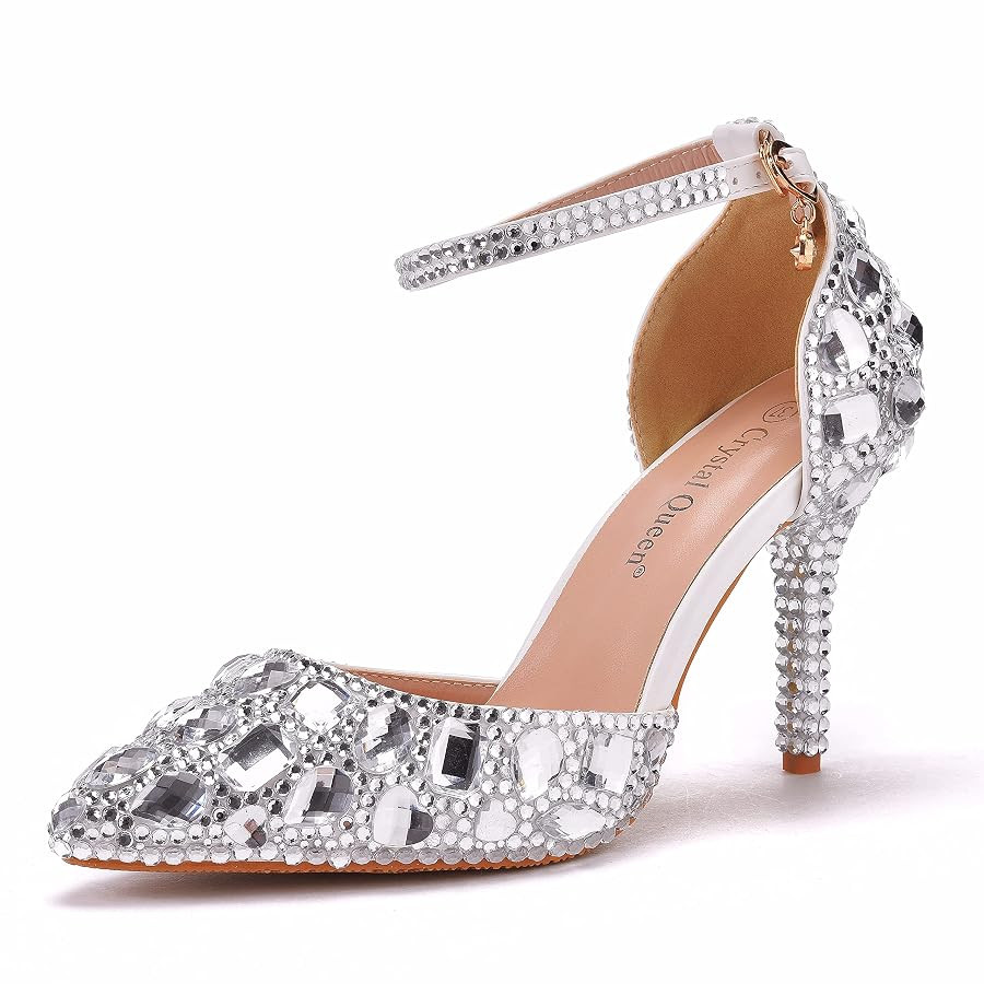 Royal Blue Rhinestone Sandals Thin High Heels Pointed Toe Sandals Blue Crystal Heels Shoes Fashio... | Amazon (US)