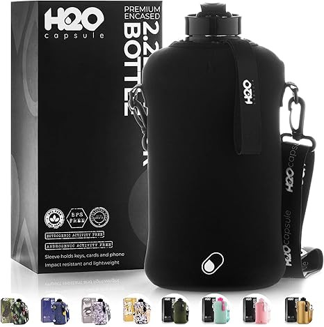 H2O Capsule 2.2L Half Gallon Water Bottle with Storage Sleeve – Tritan BPA Free Large Water Bot... | Amazon (US)