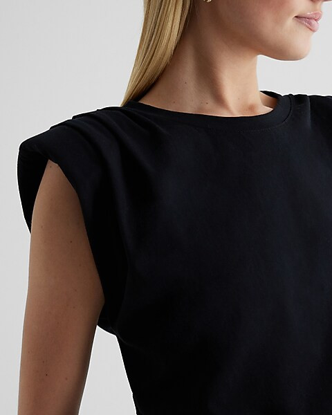 Crew Neck Padded Shoulder Muscle Tee | Express