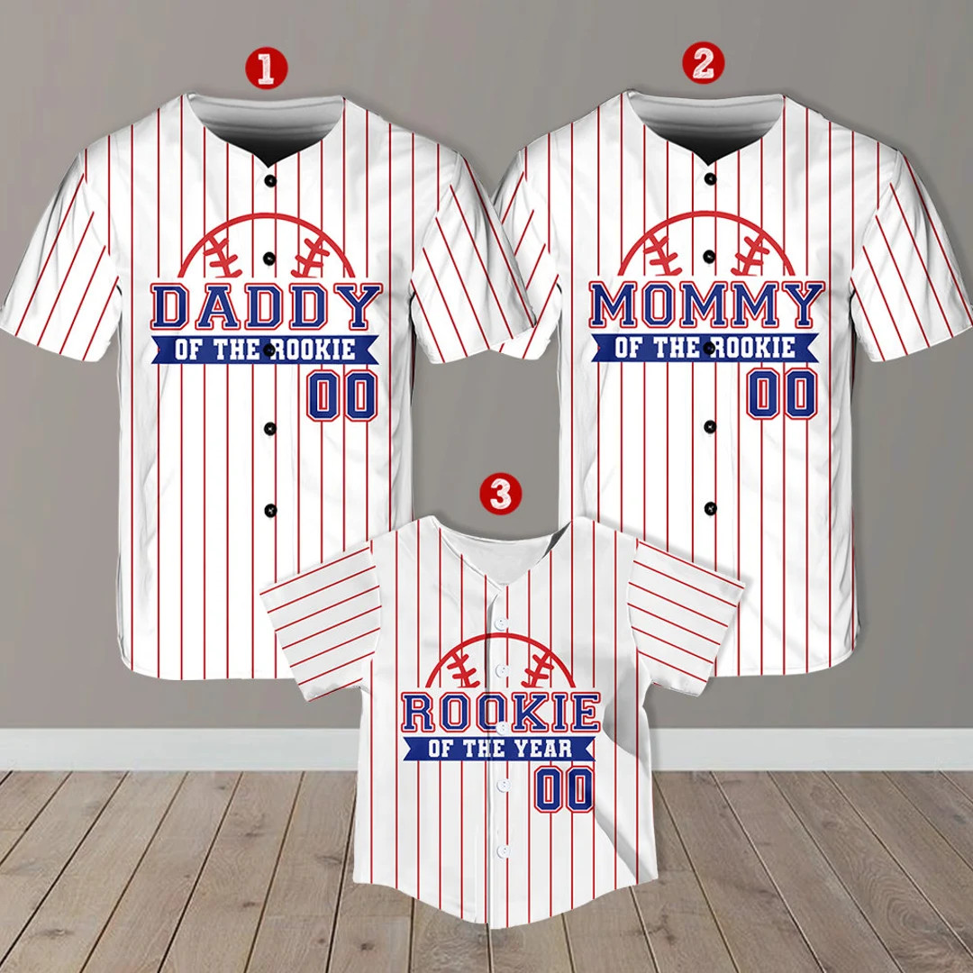 Personalized Mommy Daddy of the Rookie Baseball Jersey, Custom Name Number Shirt, Rookie of the Y... | Etsy (US)