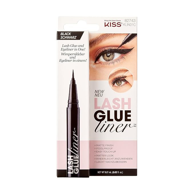 KISS Lash GLUEliner, Matte Finish, Foolproof Easy Touch-Up False Eyelash Glue and Eyeliner, Two i... | Amazon (US)