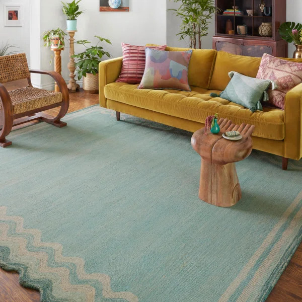 Buena Onda Handmade Hand Hooked Wool Aqua/Ocean Rug | Wayfair North America