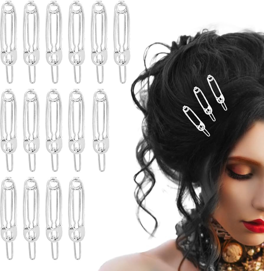 Bewudy 15 Pcs Hair Clips, Safety Pin Shape Hair Clips for Women, Goth Hair Accessories, Hair Pins... | Amazon (US)