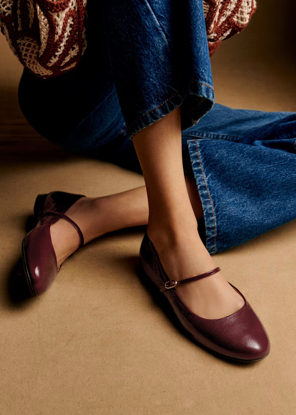 Méline Low Ballerinas - Patent Purple - Bovine leather - Sézane | Sezane Paris - US