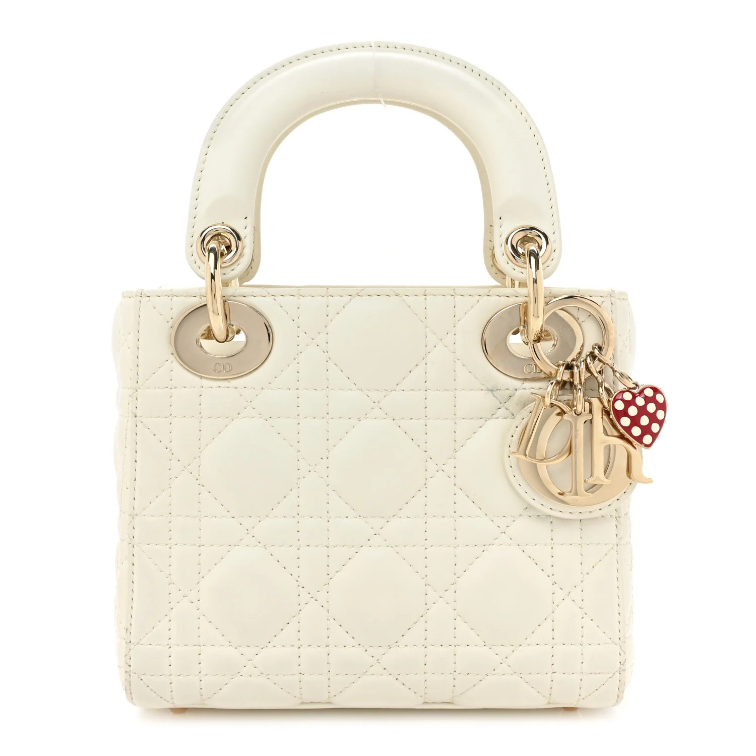 Christian Dior Lambskin Cannage DiorAmour Mini Lady Dior White | FASHIONPHILE (US)