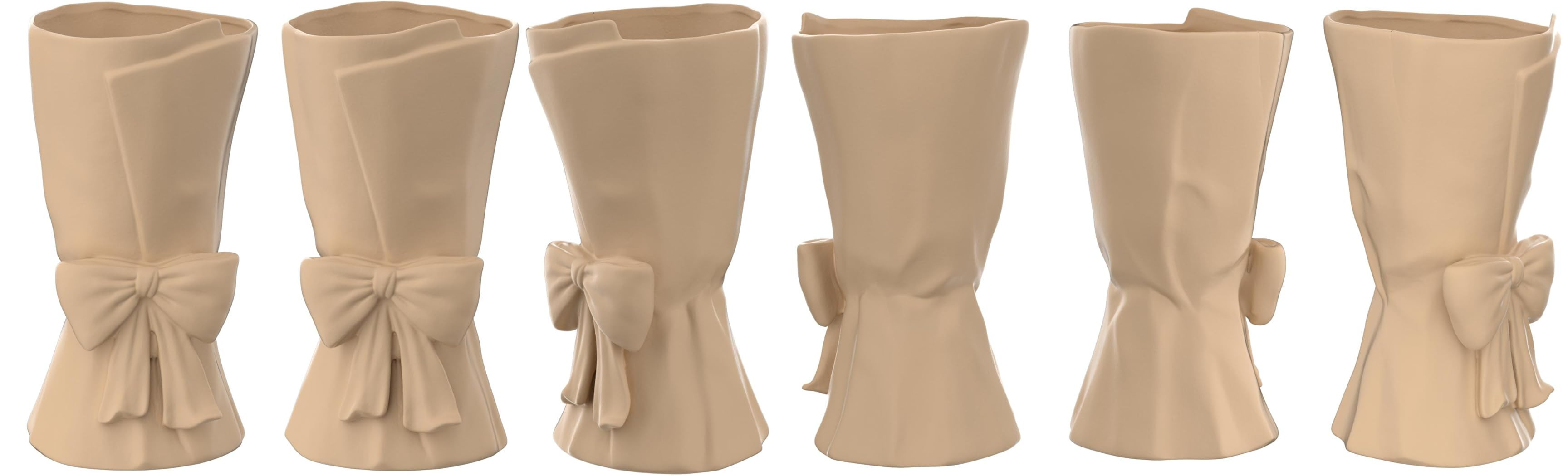 Beige Ceramic Vase Unique Cute Decorative Bouquet Flower Vases 9.64in | Amazon (US)