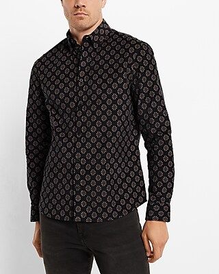 Geo Print Stretch Corduroy Shirt | Express