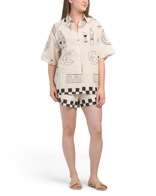 Cotton Greek Vase Short Set | TJ Maxx