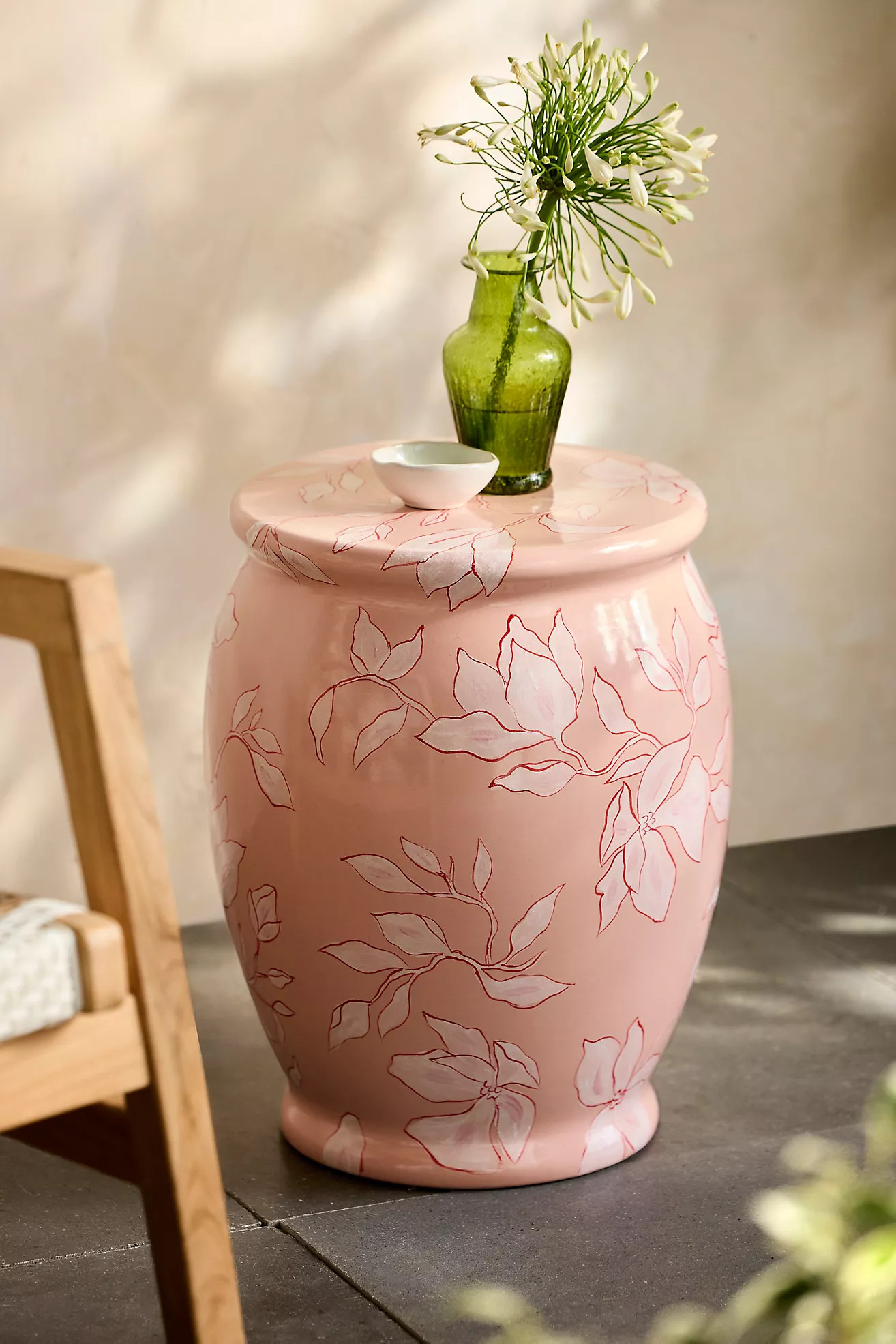 Floral Glazed Earthenware Side Table | Terrain
