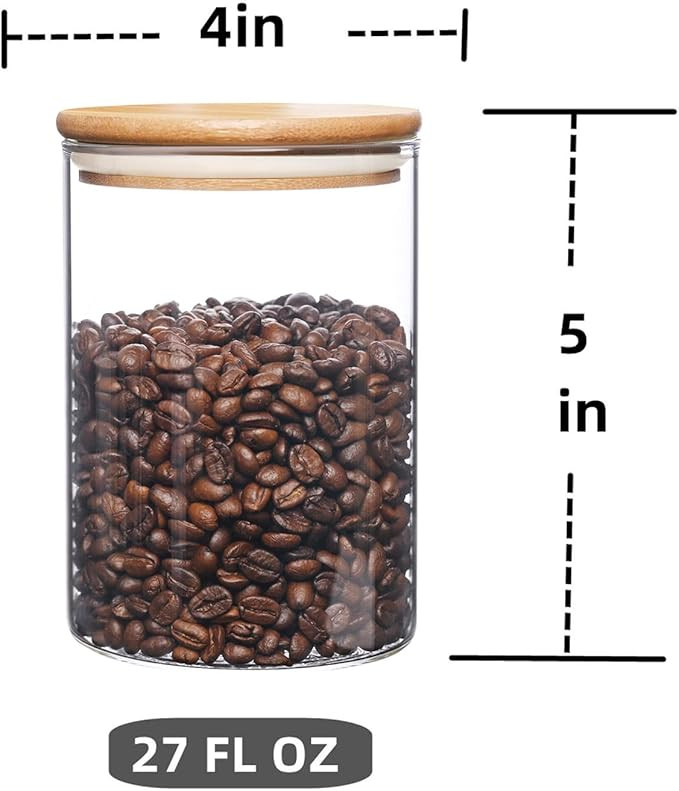 umieo Glass Food Storage Containers with Bamboo Lids Large Glass Food Storage Jars for Coffee Bar... | Amazon (US)