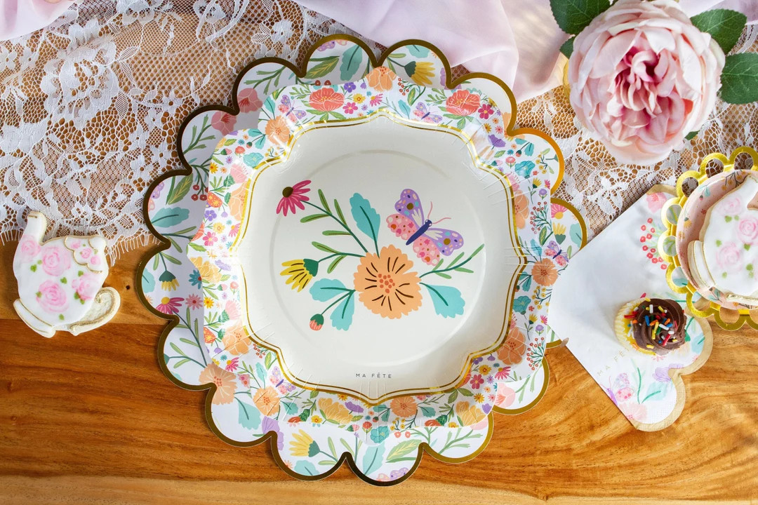 Fancy Tea Party Floral Plates 4 Designs - Etsy | Etsy (US)
