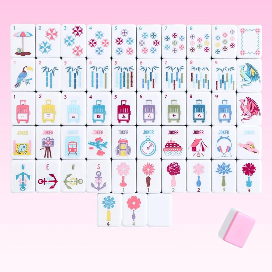 160 Pink Printed American Mahjong Game Set with Carrying Bag and Accessories, 1.2\u2019\u2019 Mah... | Amazon (US)