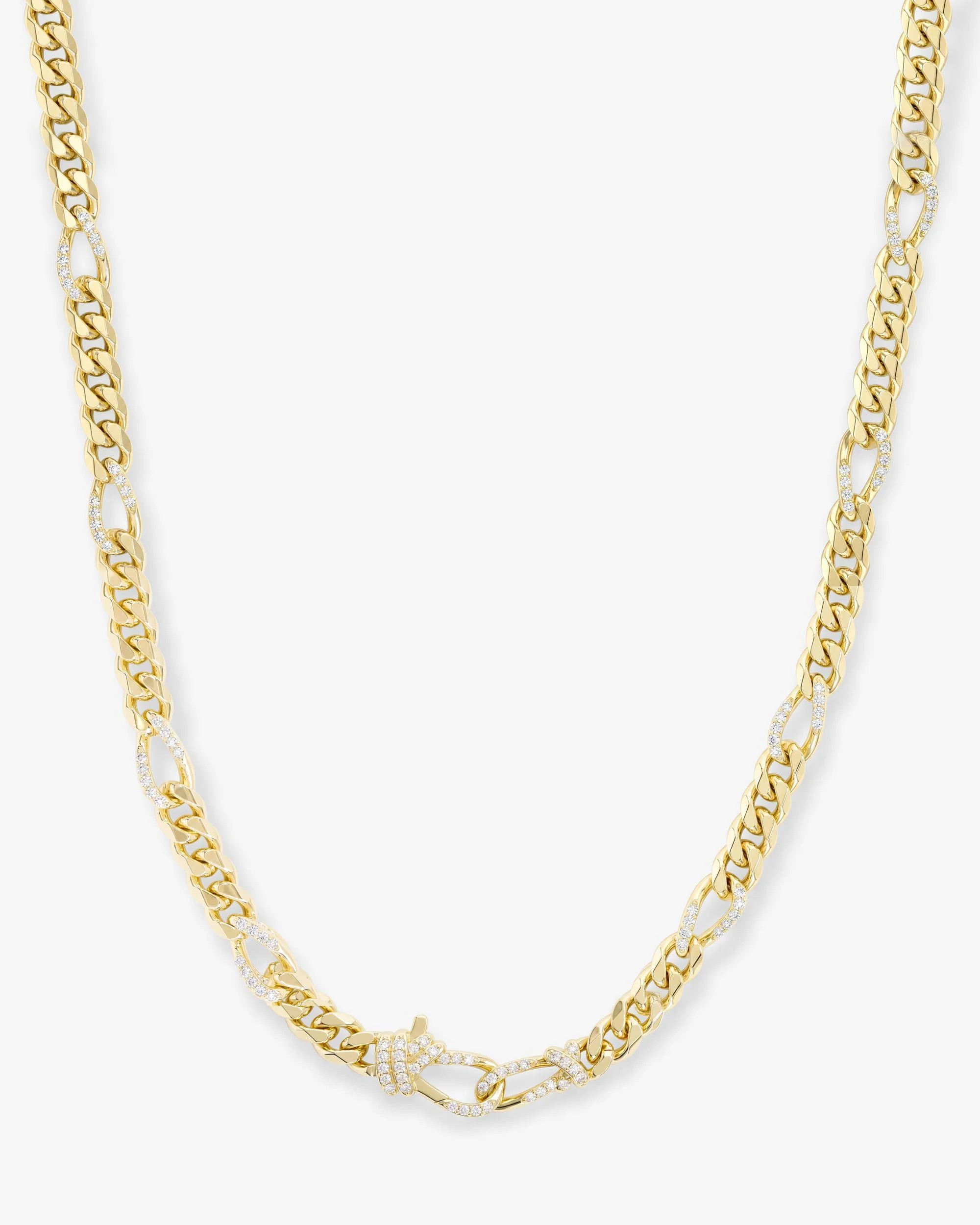 Knot Figaro Chain Necklace - Gold|White Diamondettes | Melinda Maria Jewelry