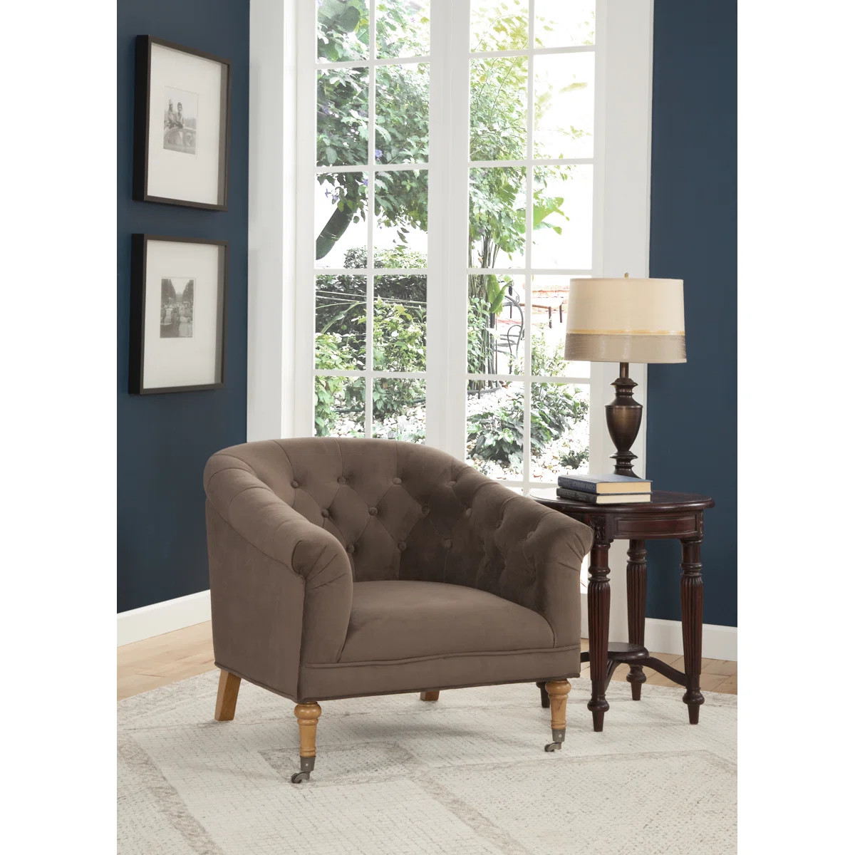 Maxeys Velvet Diamond Button Tufted Club Chair with Casters | Wayfair North America
