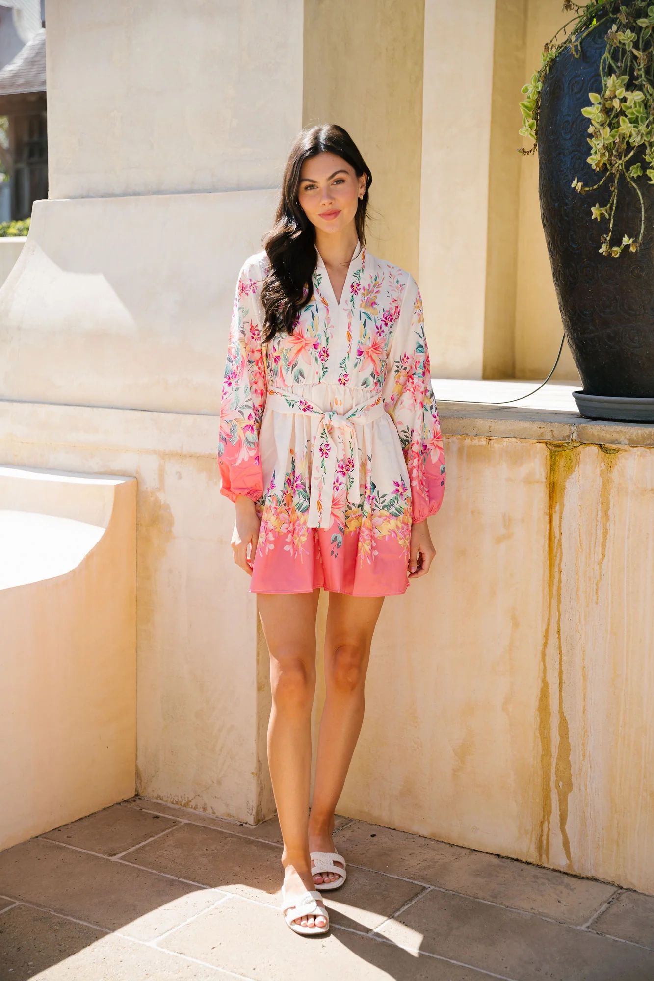 'Selena' Floral Printed Belted Dress | Goodnight Macaroon