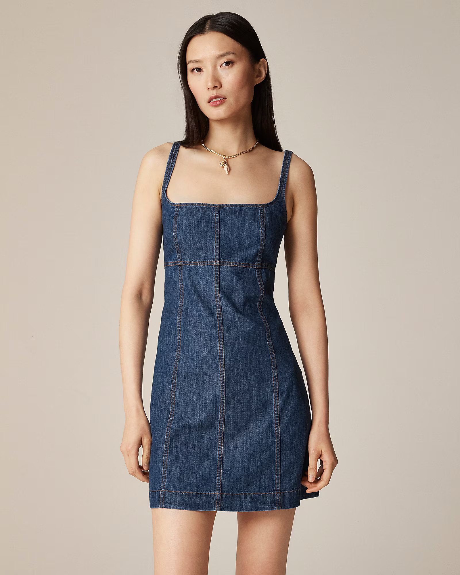 Seamed mini dress in chambray | J. Crew US