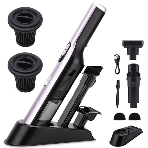 Handheld Vacuum Cordless, Car Vacuum Cleaner 18KPa High-Power Suction, Portable Hand Vac with Washable HEPA, LED Light,Storage Dock, Dust Buster for Office Home Desk, Pet Brush for Pet Hair,Rose Gold | Amazon (US)