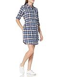 Amazon Brand - Goodthreads Women's Flannel Relaxed Fit Belted Shirt Dress, Indigo Heather Plaid , XX | Amazon (US)