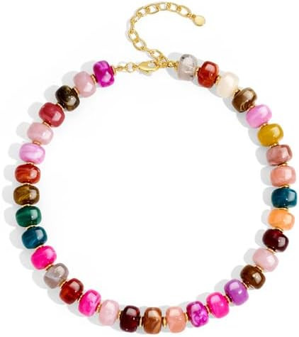 Summer Beach Jewelry Chunky Beaded Necklace for Women Trendy Statement Big Colorful Resin Bead Ch... | Amazon (US)