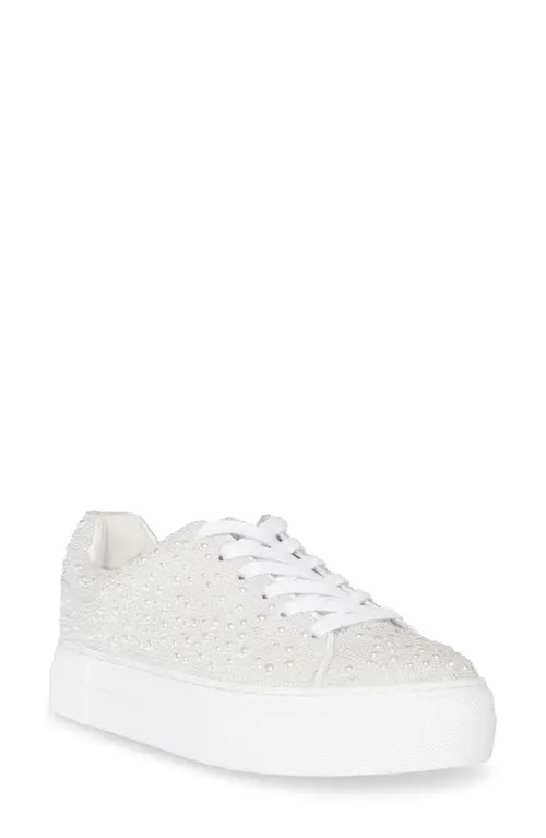 Betsey Johnson Sidny Crystal Pavé Platform Sneaker in Pearl at Nordstrom, Size 9.5 | Nordstrom