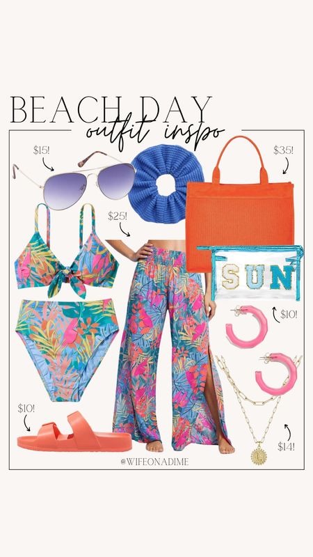 Beach day outfit inspo! ☀️ 

Spring finds, spring favorites, spring fashion, beach outfit, vacation outfit, outfit inspiration, swimsuit, cover up, gold necklace, layered necklace, choker necklace, paperclip necklace, hoop earrings, pink hoops, beach bag, vacation bag, clear bag, tote bag, orange bag, slide sandals, orange sandals, beach sandals, vacation sandals, tropical print, bikini top, bikini bottom, high waited swimsuit, high waisted bottoms, cover up pants, scrunchie, swim scrunchie, blue scrunchie, sunglasses, aviator sunglasses, Amazon, Amazon finds, Amazon favorites, Amazon fashion, fashion finds, spring finds, vacation finds, beach finds, Target, Target finds, Target favorites, Target fashion, Target style, Aerie

#LTKswim #LTKfit #LTKtravel