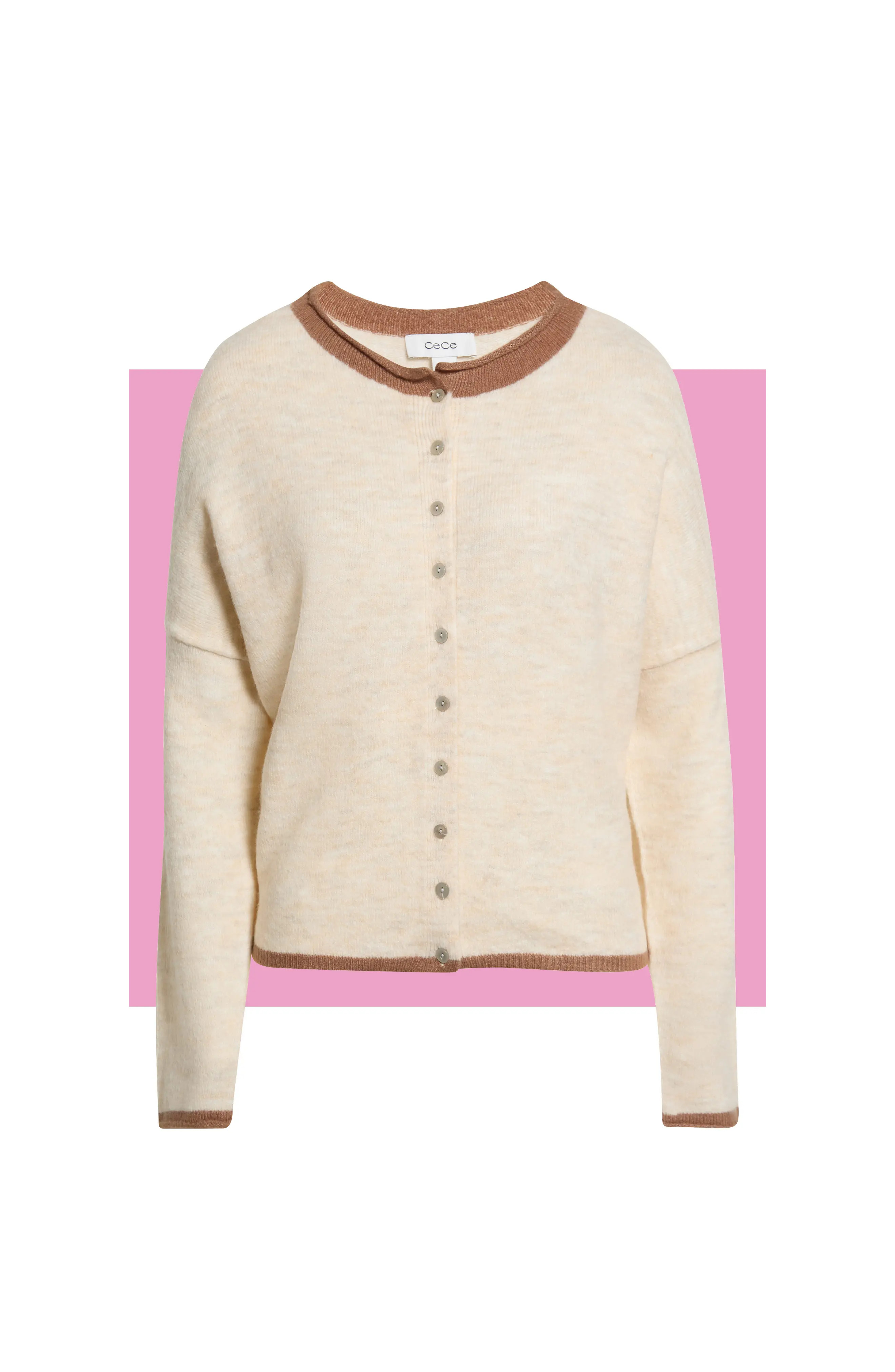 CeCe Tipped Roll Collar Cardigan (Women) | Nordstromrack | Nordstrom Rack