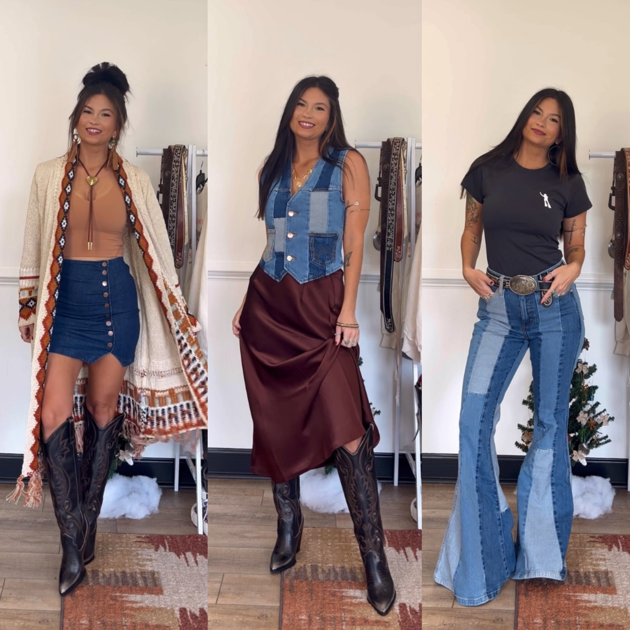 My favorite outfit pieces at the moment! Aztec duster/cardigan, patch denim, and satin skirt! 

Jewelry Highway hippie code LORI10
Bolo from November Maker


#LTKSeasonal #LTKStyleTip #LTKShoeCrush