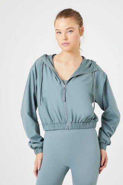 Active Cropped Zip-Up Hoodie | Forever 21