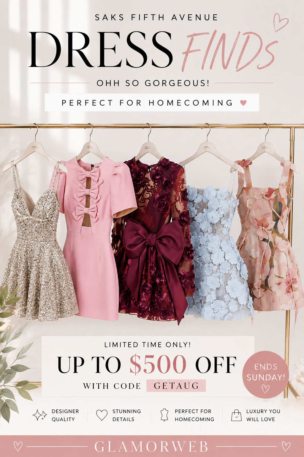 Saks Fifth Avenue just dropped the PRETTIEST designer homecoming dresses and I’m actually obsessed 😭✨ these are giving main character energy — flirty, feminine, and sooo luxe 💕 perfect for homecoming, parties, or any night you want to feel extra ✨

The best part? You can save BIG right now — up to $500 OFF with code GETAUG (ends Sunday!!) 🛍️ don’t wait because the best styles always sell out first 👀

If you’ve been looking for that one perfect dress… this is your sign 💖

#saksfifthavenue #homecomingdress #hocodress #designerdresses #homecoming2026 #dressfinds #ltkfashions #ltkstyle #ltkunder200 #ltksalealert #fallfashion #partywear #luxestyle #fashionfinds #trendingdresses #pinkdress #blackdress #sparklydress #minidress #elegantstyle #fashioninspo #outfitideas #dressoftheday #salealert #designerstyle #viralfinds #falloutfits #occasionwear #chicstyle #glamlook 

 #LTKSeasonal #LTKSaleAlert #LTKWedding