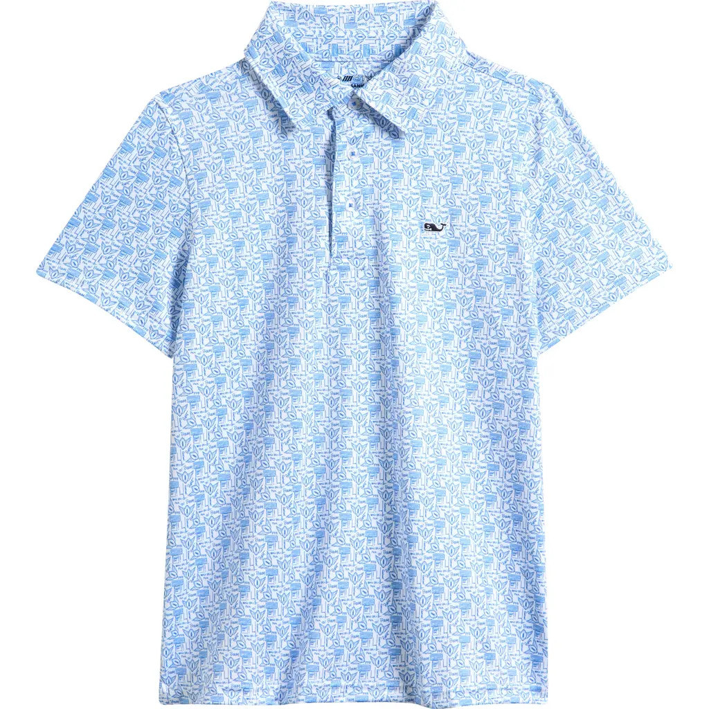 vineyard vines Kids' Print Polo in Micro - White/Blue at Nordstrom | Nordstrom
