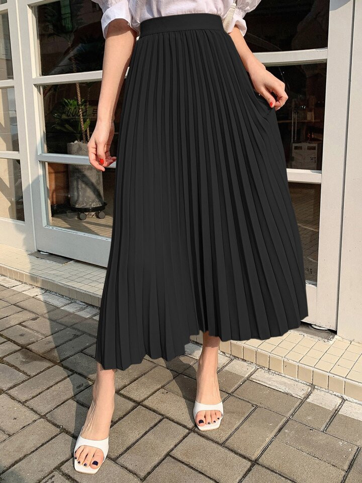 DAZY Solid Pleated Skirt | SHEIN