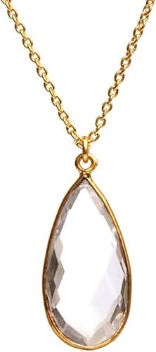 Gempires Natural Gemstone Teardrop Pendant Necklace for Women | 14K Gold Plated Chain Jewelry | H... | Amazon (US)