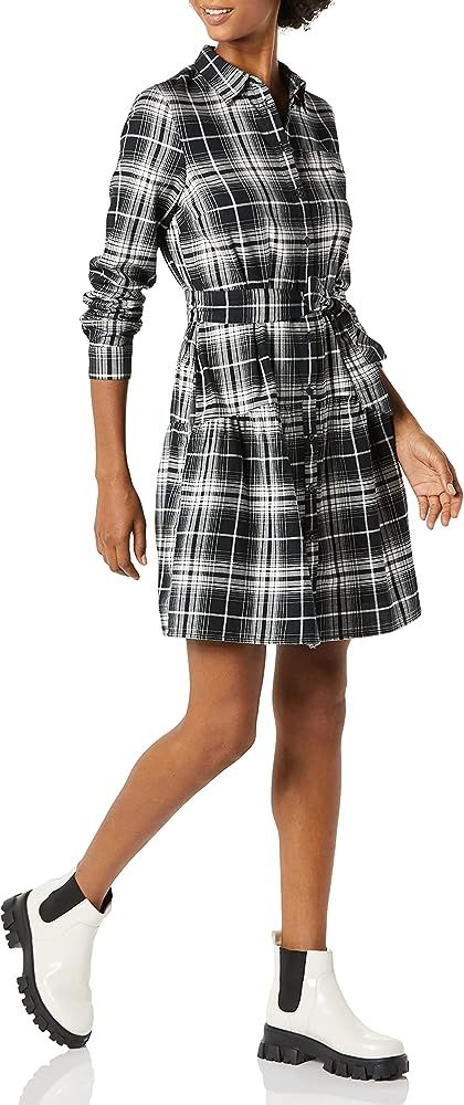 Amazon Essentials Women's Mini Feminine Flannel Shirt Dress | Amazon (US)