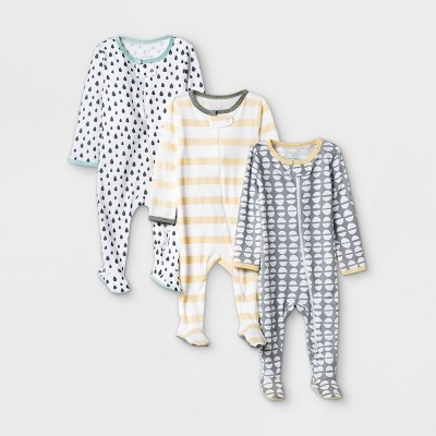 Baby 3pk Dotted Sleep N' Play - Cloud Island™ Yellow/Gray/White | Target