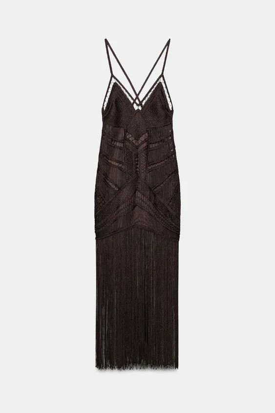 ZW COLLECTION LONG FRINGED DRESS | Zara US