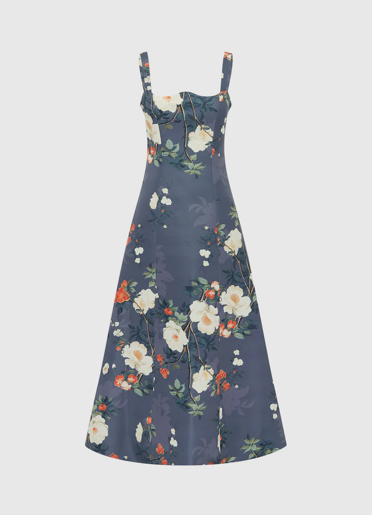 Odette Midi Dress - Pear Blossom Print | LEO LIN