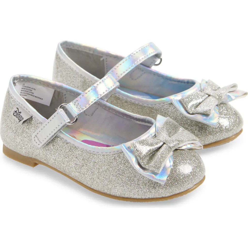 Tucker + Tate x Disney Frozen Kids' Bow Mary Jane Flat in Silver Glitter at Nordstrom Rack, Size 11 M | Nordstrom Rack