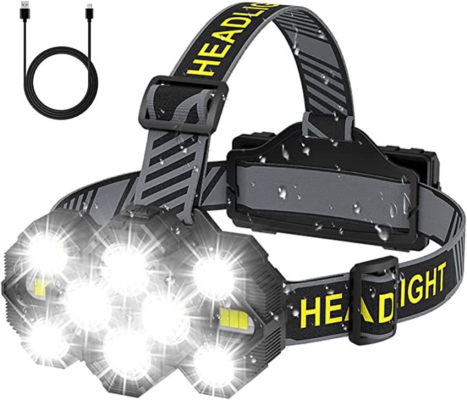 Victoper Headlamp Rechargeable, 22000 Lumens Super Bright 10 LEDs Head Lamp, 8+2 Modes Head Light... | Amazon (US)